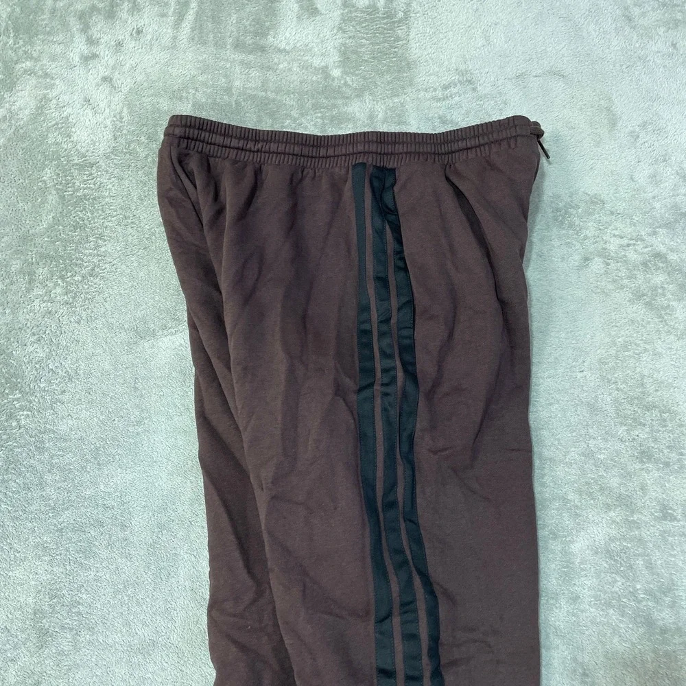NWT adidas Wide Leg Fleece Sweatpants Men's Large Shadow Brown Cotton Fleece